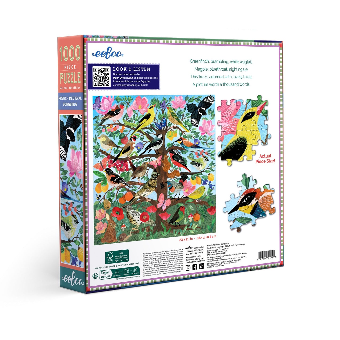 French Medieval Songbirds 1000 Piece Puzzle