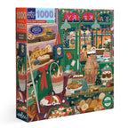 Jigsaw puzzle with a festive bakery scene design. Holiday Bakery 1000 Piece Puzzle by eeBoo | Unique Beautiful Gifts