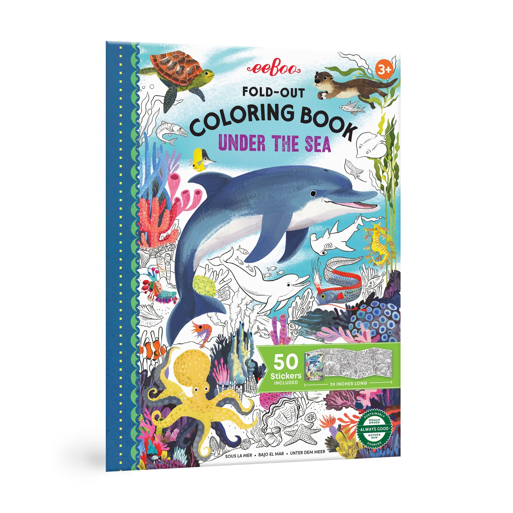 Under the Sea Fold-Out Coloring Book by eeBoo | Gifts for Age 3+