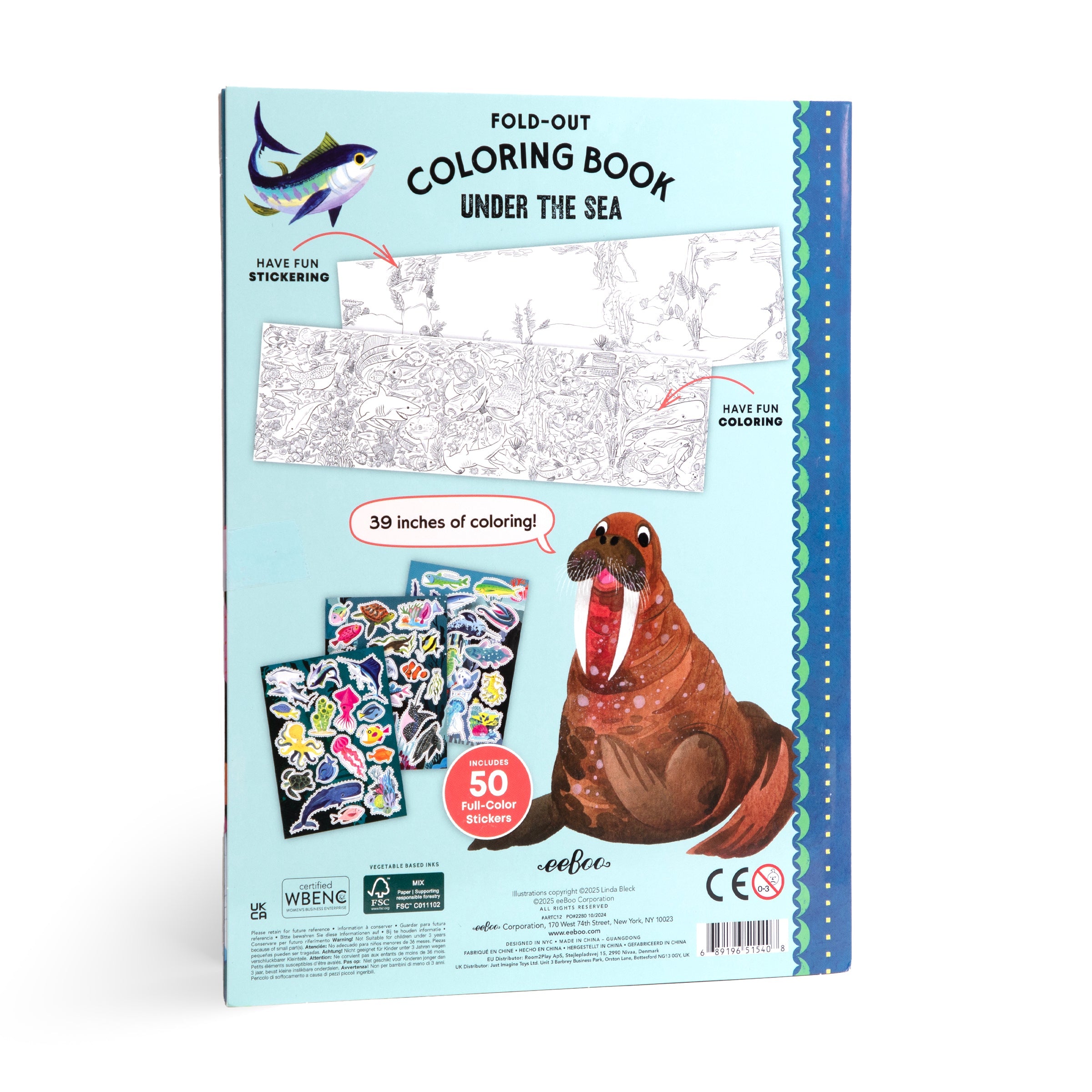 Under the Sea Fold-Out Coloring Book by eeBoo | Gifts for Age 3+