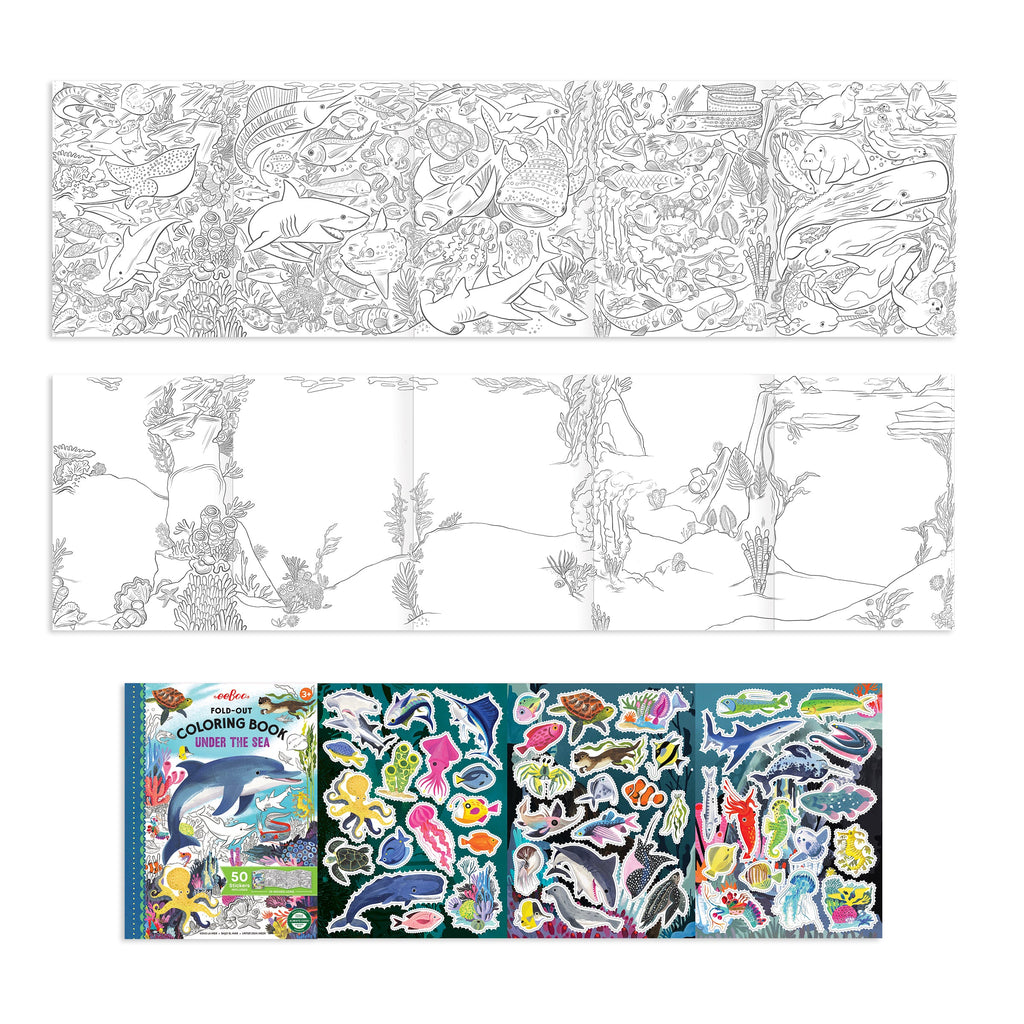 Under the Sea Fold-Out Coloring Book by eeBoo | Gifts for Age 3+