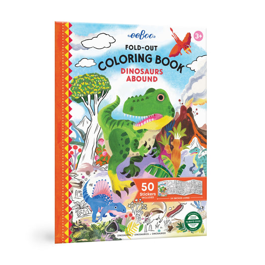 Fold-Out Coloring Book - Dinosaurs Abound by eeBoo | Unique Fun Gifts