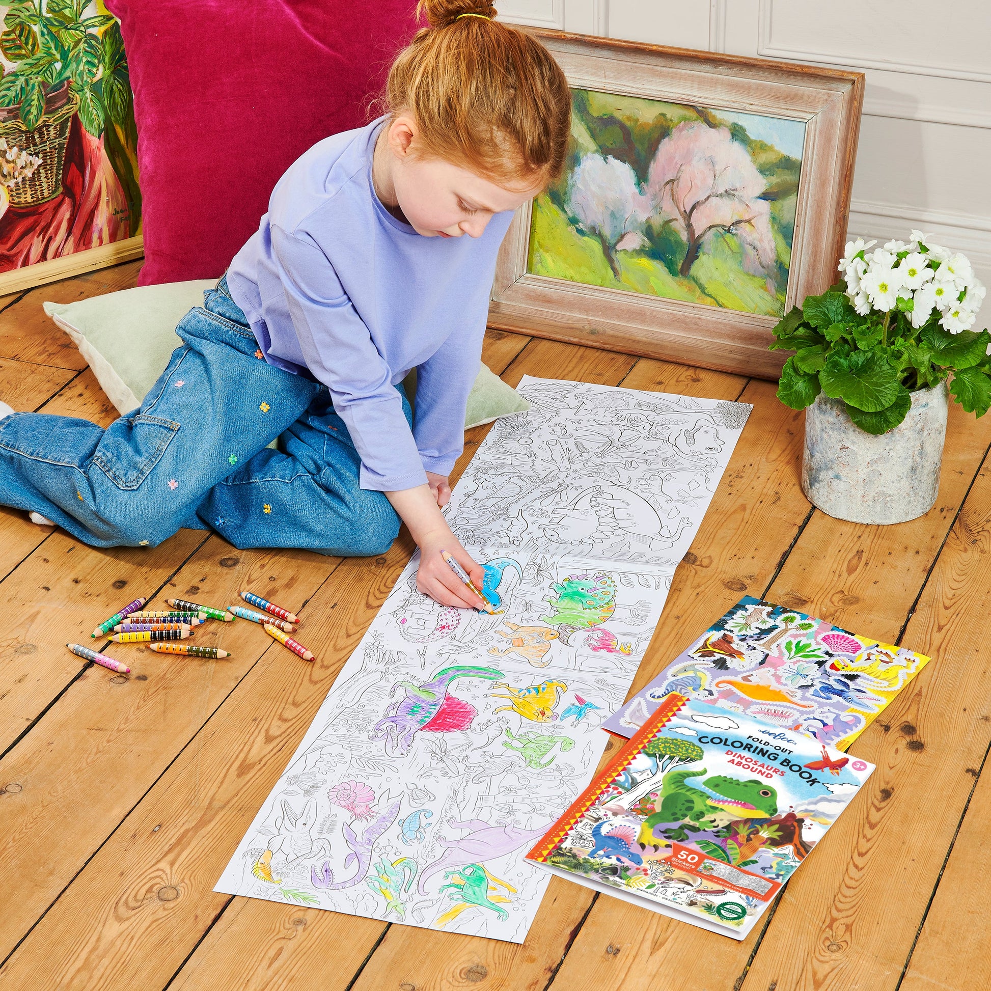Fold-Out Coloring Book - Dinosaurs Abound by eeBoo | Unique Fun Gifts