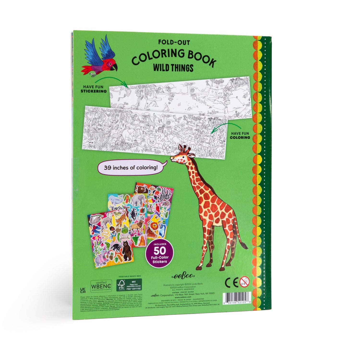 Fold-Out Coloring Book - Wild Things by eeBoo | Unique Fun Gifts