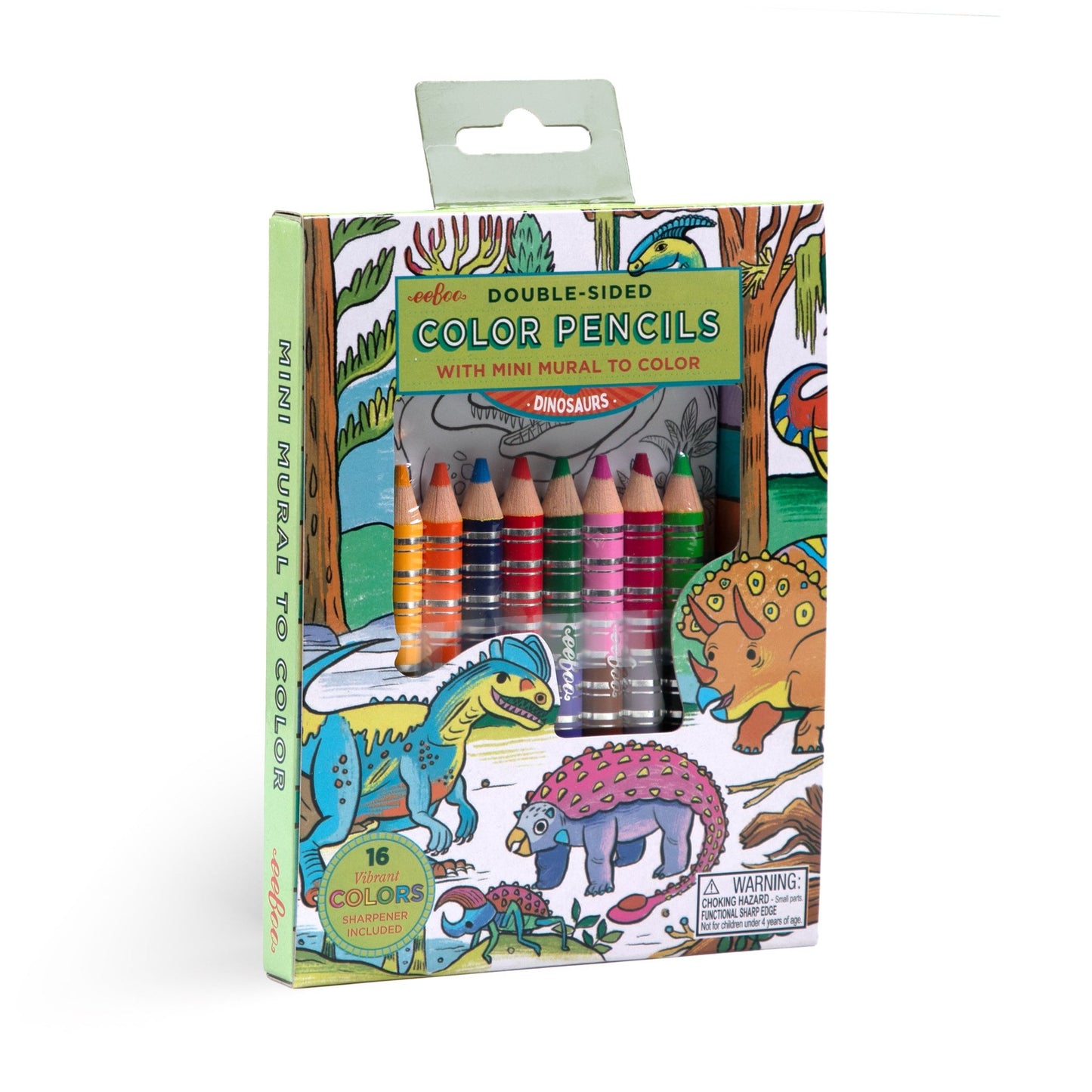 Dinosaur themed Double-Sided Color Pencil set with Mini Mural for coloring by eeBoo | Unique Fun Gifts for ages 4+