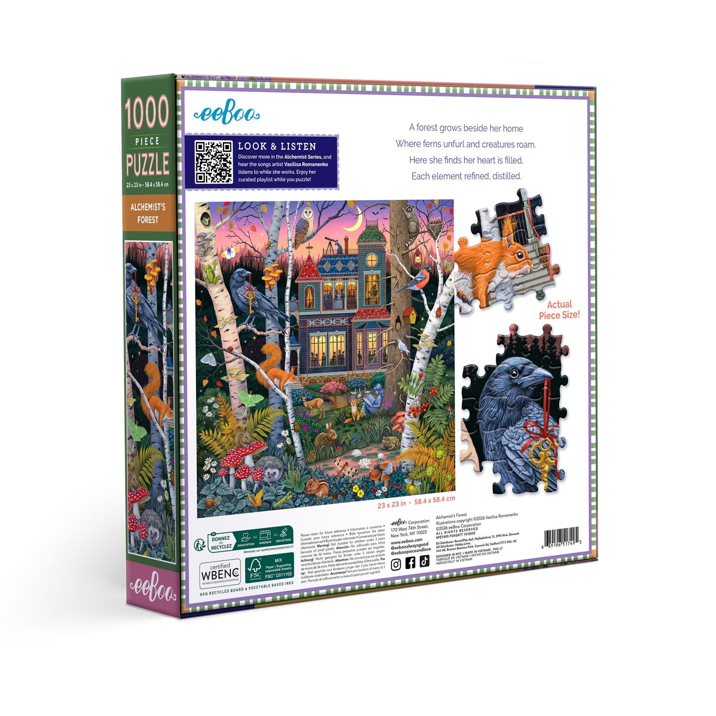 Jigsaw puzzle packaging with forest scene illustration. Alchemist's Forest 1000 Piece Puzzle