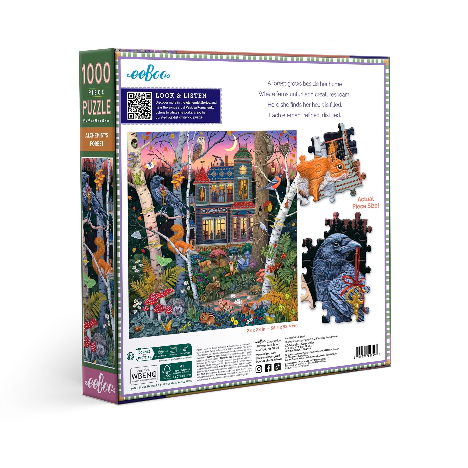 Jigsaw puzzle packaging with forest scene illustration. Alchemist's Forest 1000 Piece Puzzle
