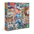 Puzzle box with a colorful depiction of a Venetian canal and buildings. Artists in Venice Italy 1000 Piece Puzzle