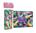 A set of colorful watercolor pencils and watercolor paper featuring a whimsical illustration of axolotls in an underwater scene. 