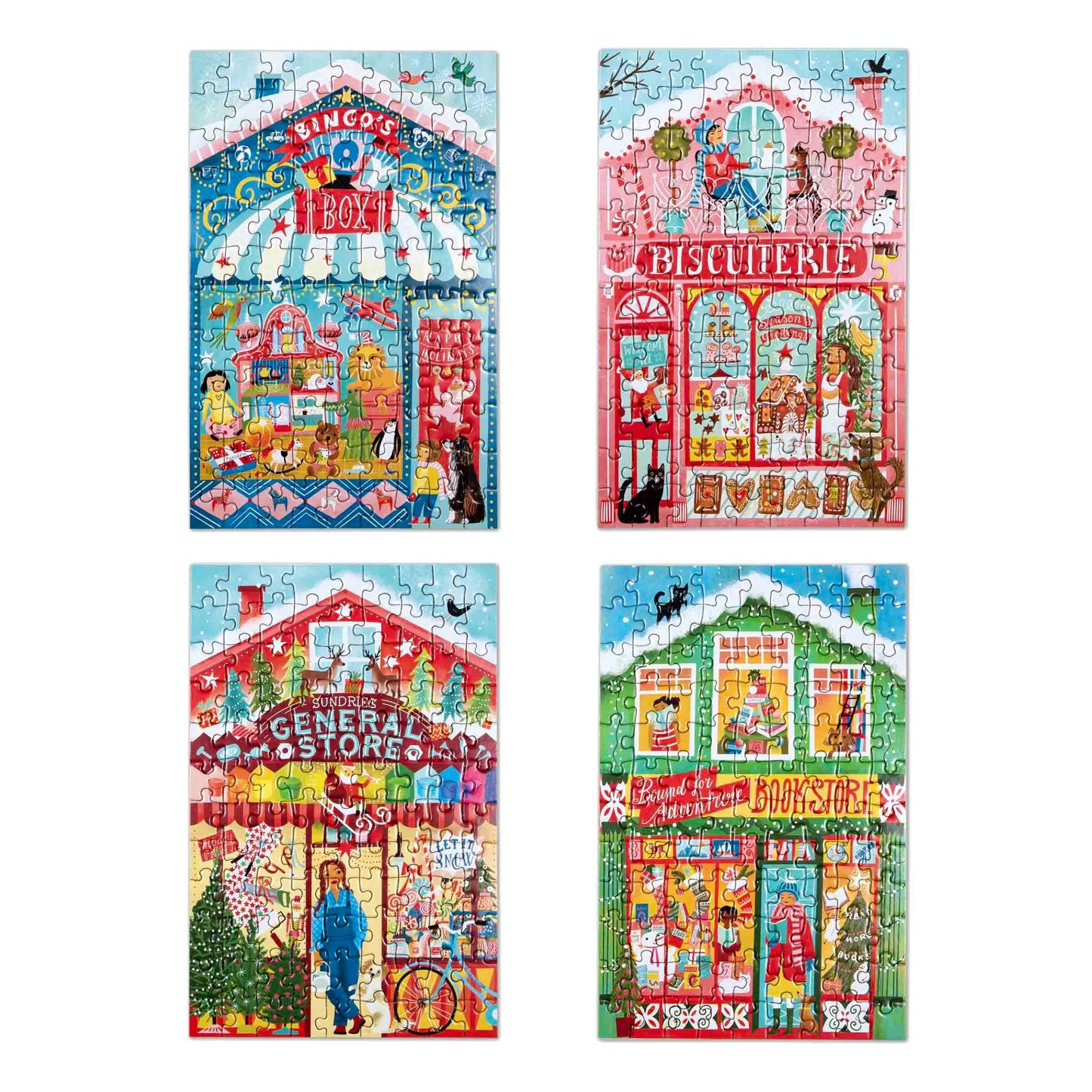 Christmas Market 100 Piece Puzzle Assortment (8) by eeBoo | Unique Beautiful Gifts