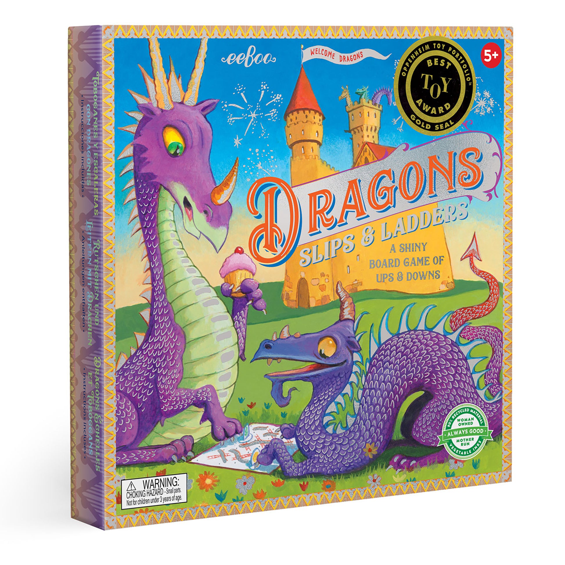 Dragons Slips & Ladders Award Winning Classic Board Game eeBoo Unique Cute Gift for Kids ages 5+