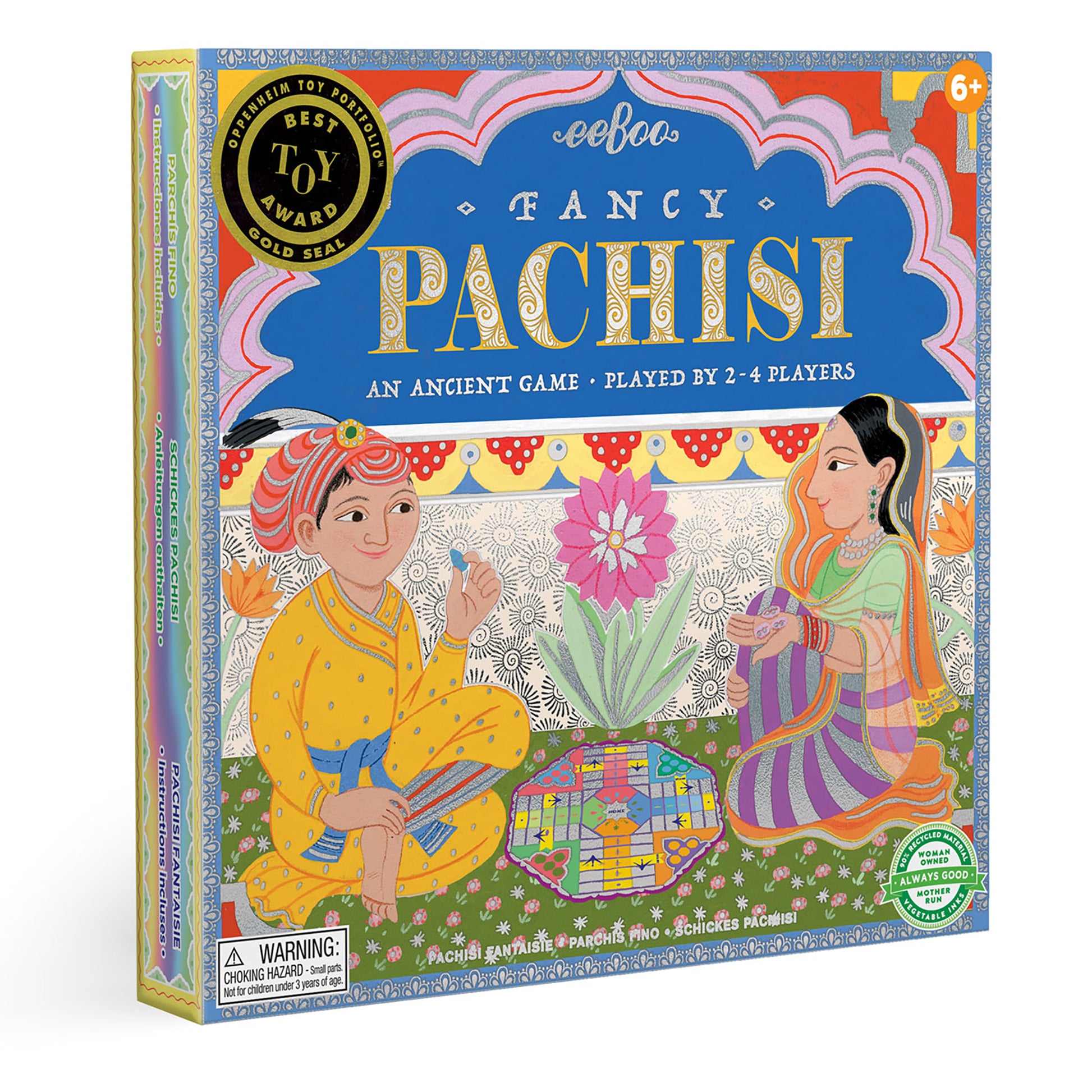 Fancy Pachisi Parcheesi Sorry Classic Family Board Game eeBoo for Kids Ages 5+