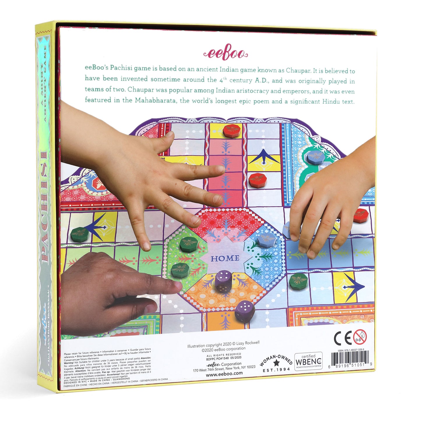 Fancy Pachisi Parcheesi Sorry Classic Family Board Game eeBoo for Kids Ages 5+