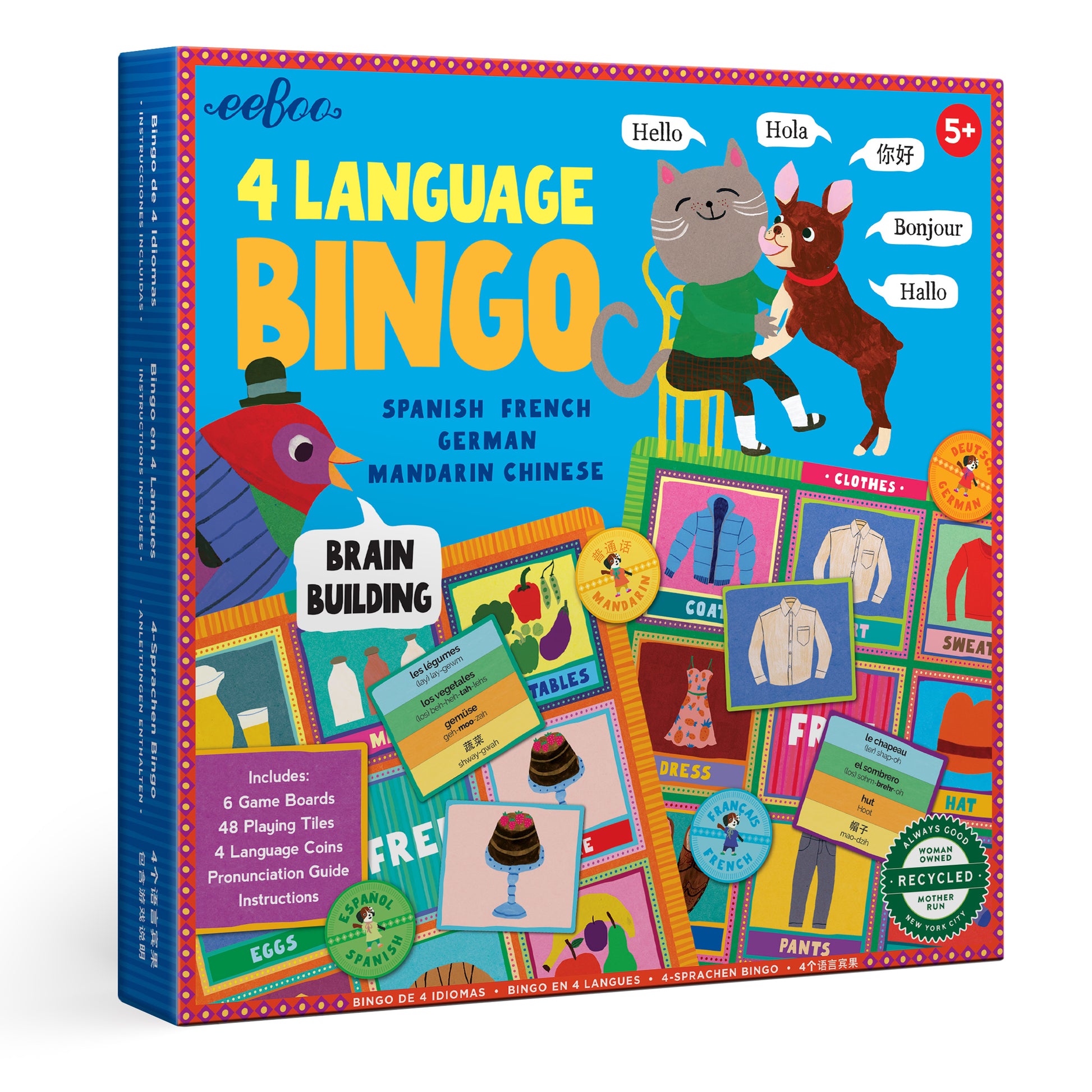 4 Language Bingo eeBoo Educational Gifts for Kids 5+