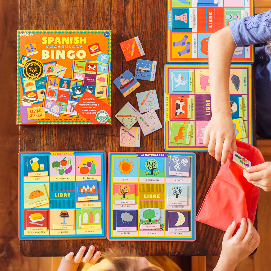 Spanish Bingo Language Award Winning Game by eeBoo | Great Educational Gifts for Elementary Kids Ages 5+