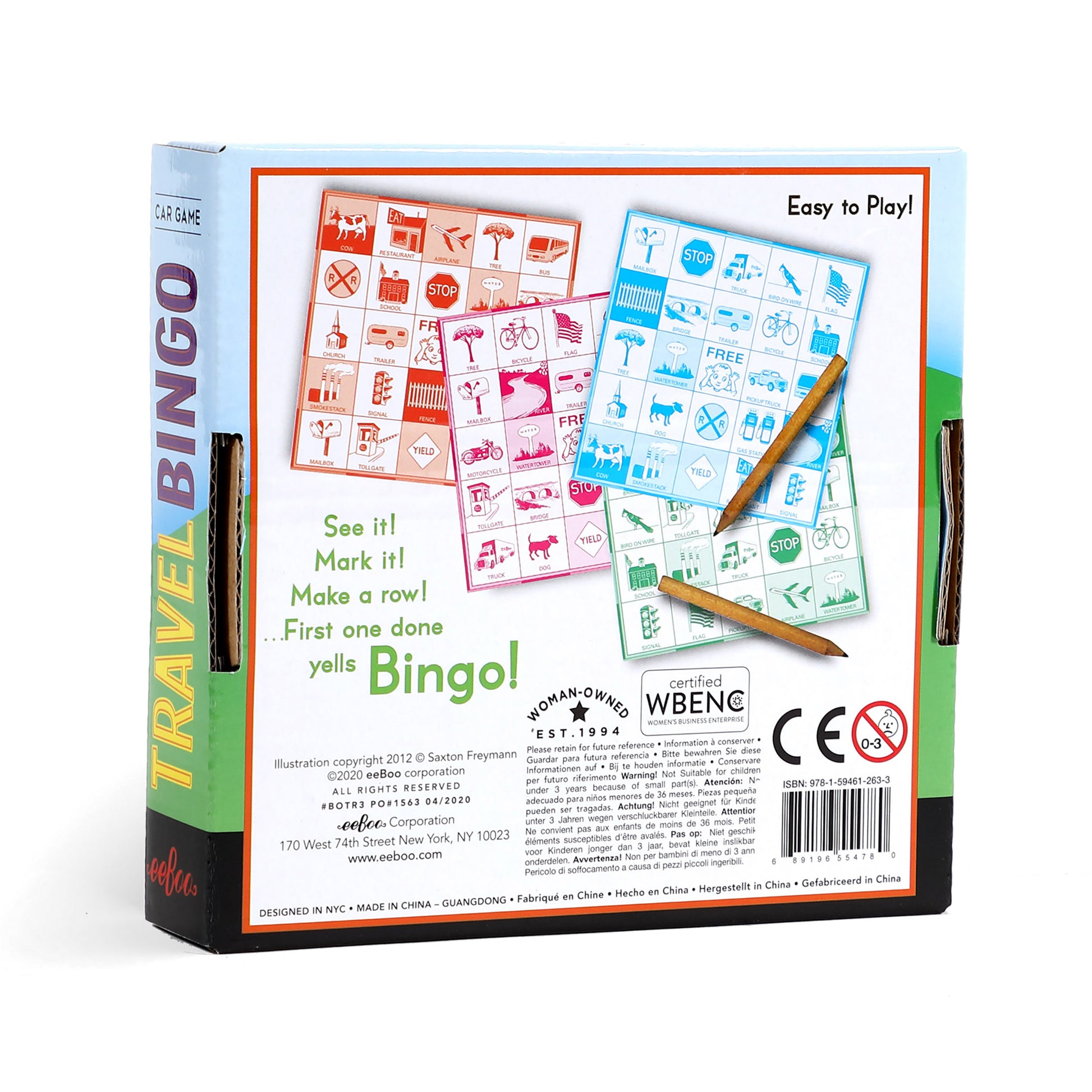 Classic Travel Bingo Game for Car Trips eeBoo for Kids Ages 4+