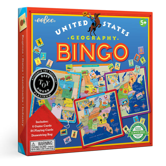 United States of America Geography Bingo Award Winning USA Game | eeBoo Great Geography Gift for Kids ages 5+