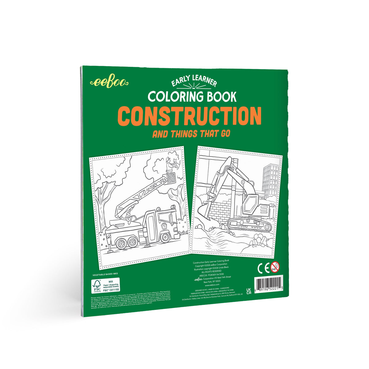 Construction Vehicles Square Coloring Book
