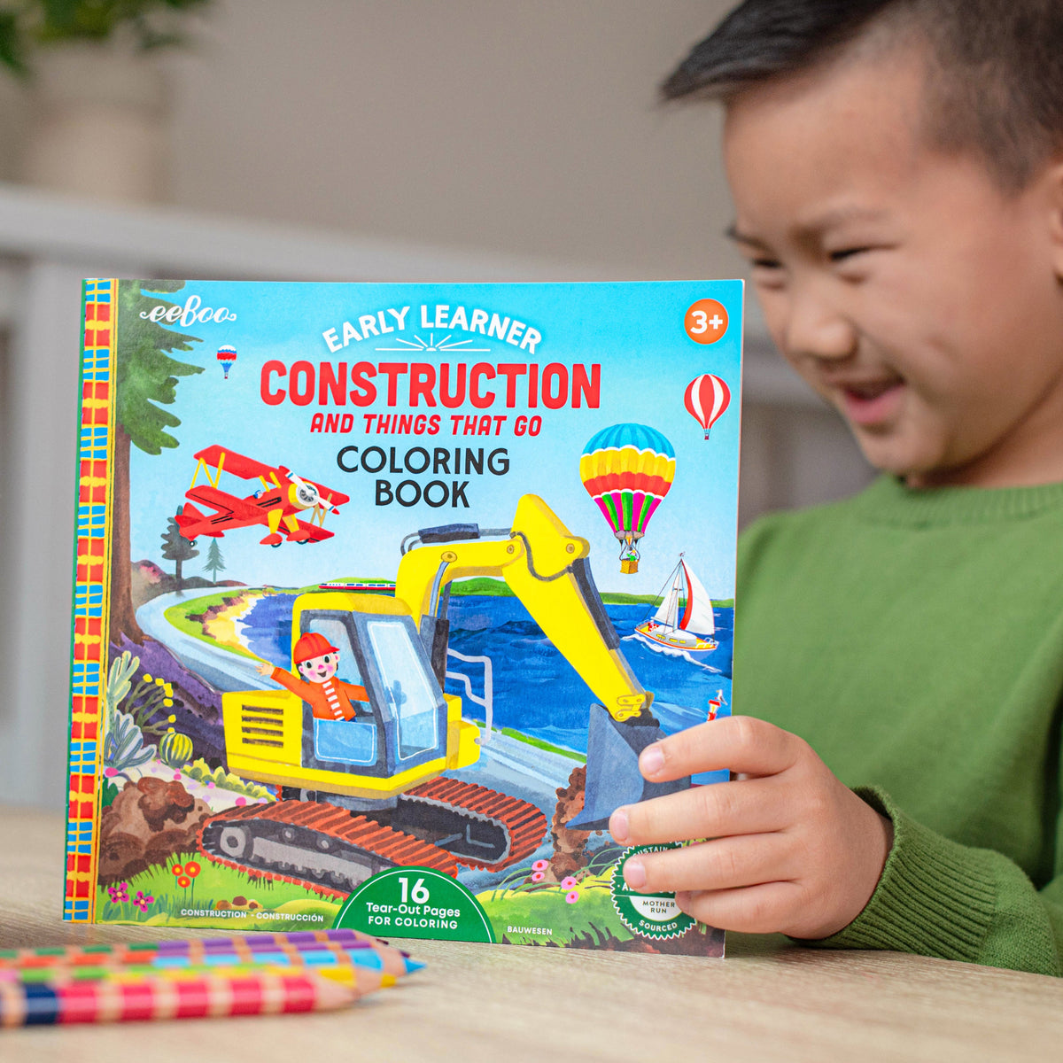 Construction Vehicles Square Coloring Book
