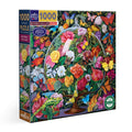 Jigsaw puzzle box with colorful butterfly and floral design. Butterfly Still Life 1000 Piece Puzzle