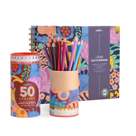 Cecilia's Artist Sketchbook & Double-Sided Color Pencils by eeBoo | Unique Fun Gifts