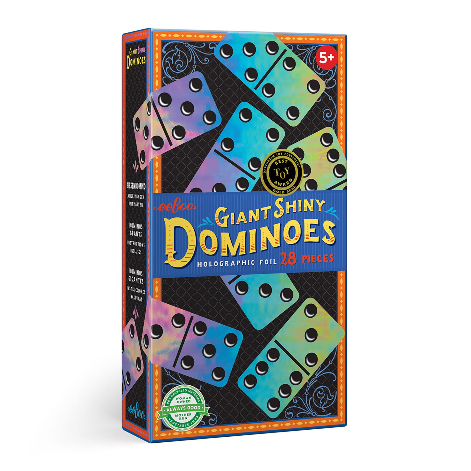 Giant Shiny Holographic Foil Award Winning Dominoes eeBoo for Kids 5+