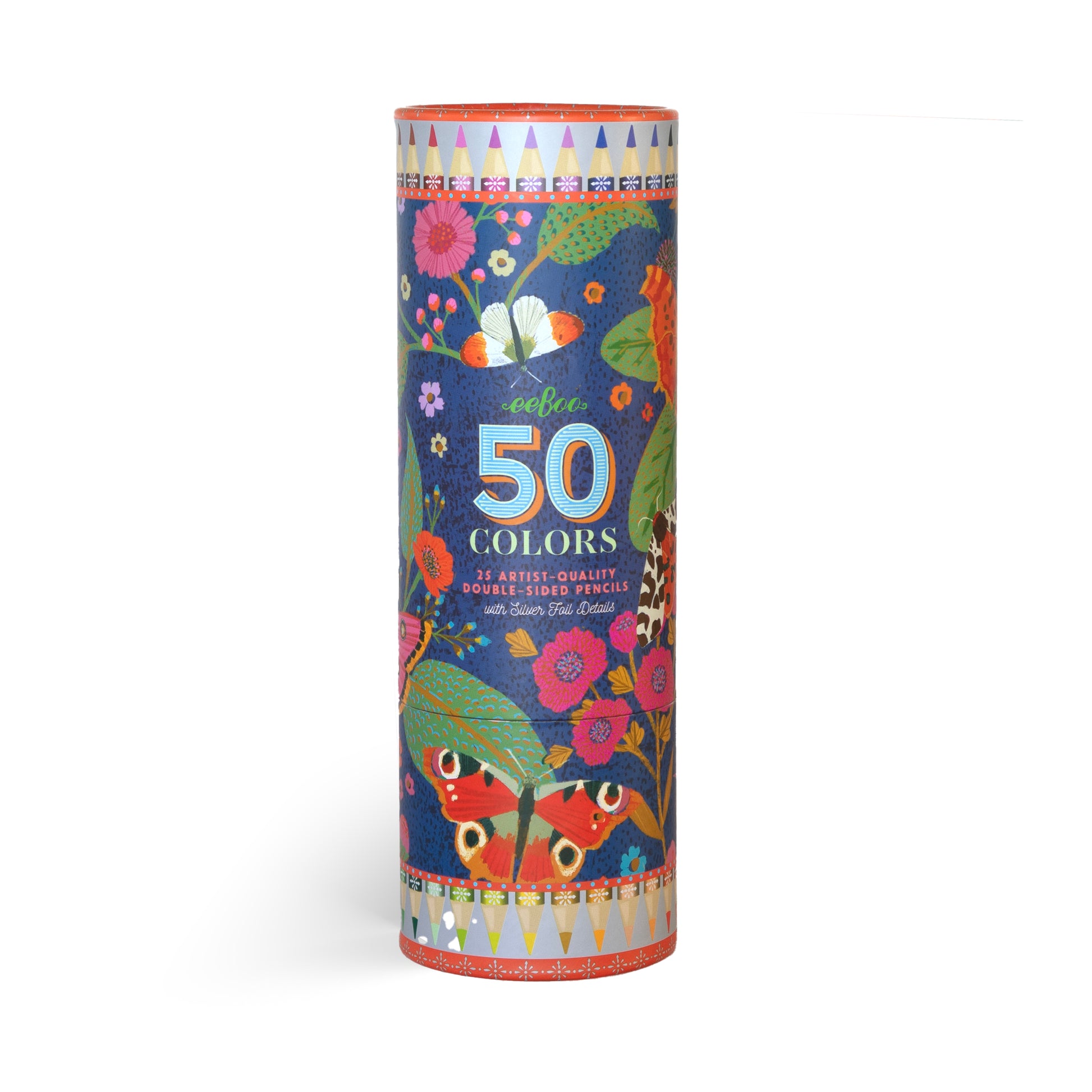 Victoria's Color Pencil Canister decorated with florals and butterflies