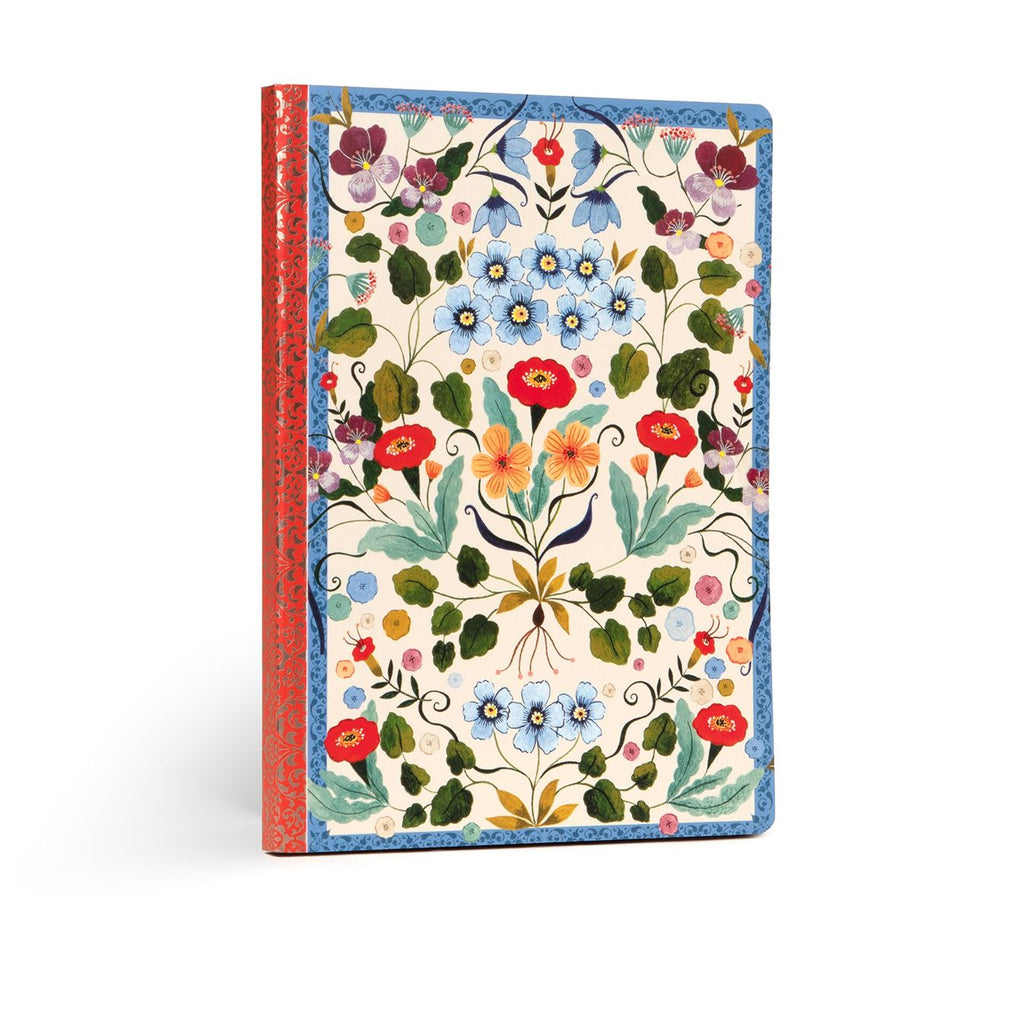 Floral notebook with a colorful design on a cream background. Flora's Luxe Journal by eeBoo | Unique Beautiful Gifts