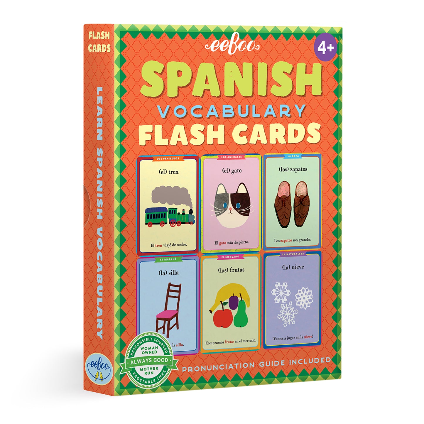 Spanish Vocabulary Flash Cards Educational Language Learning by eeBoo for Kids 4+