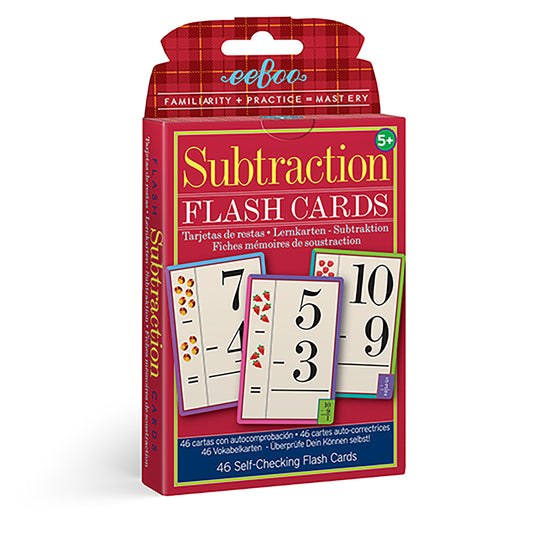 Subtraction Math Flash Cards eeBoo | Educational Flash Cards for Kids Ages 5+