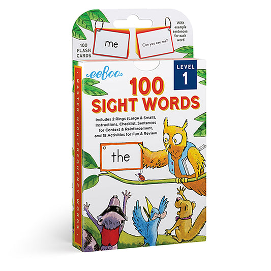 100 Sight Words Level 1 Literacy Flash Cards Dolch List for Kids 4+ eeBoo
