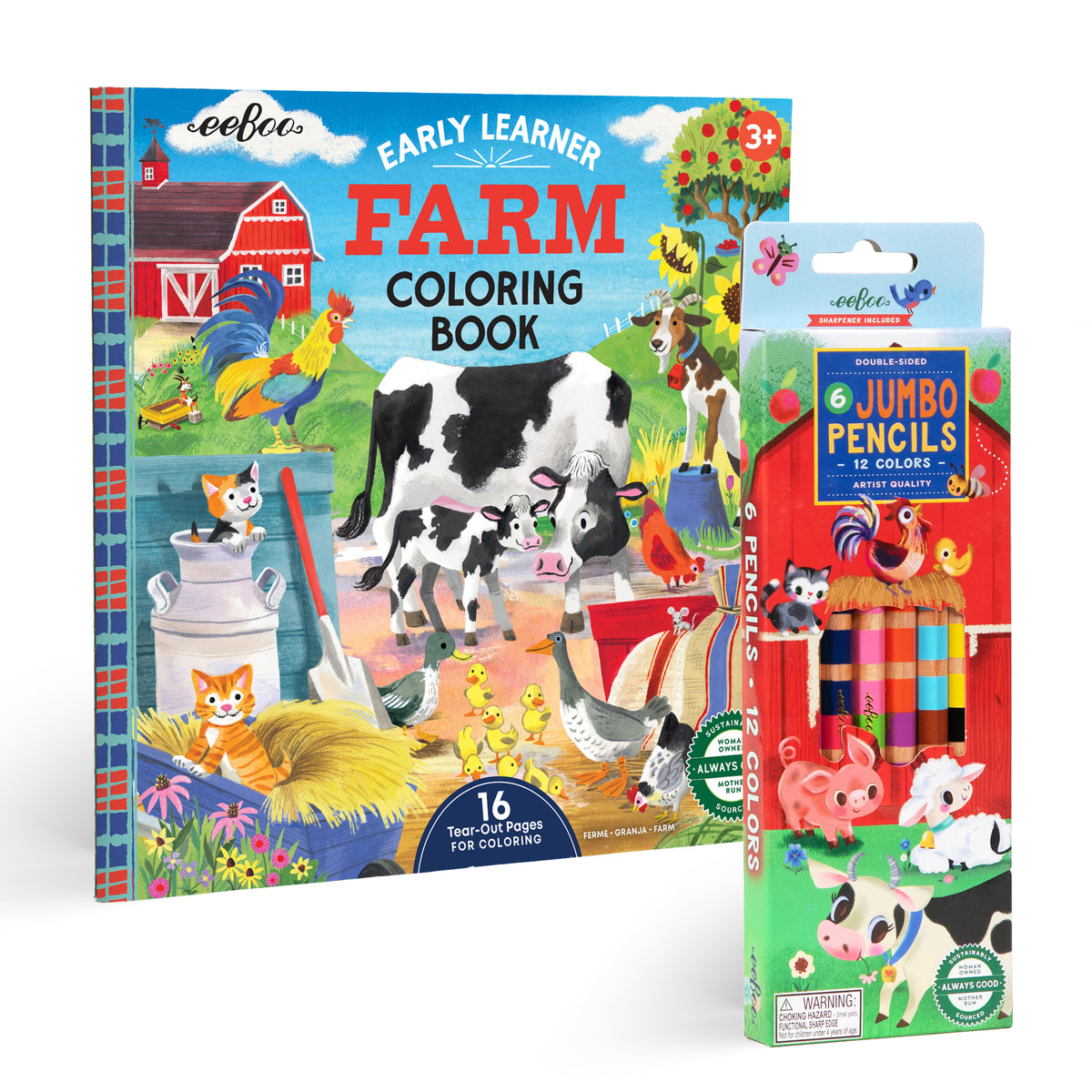 Farm Color Pencil and Coloring Book