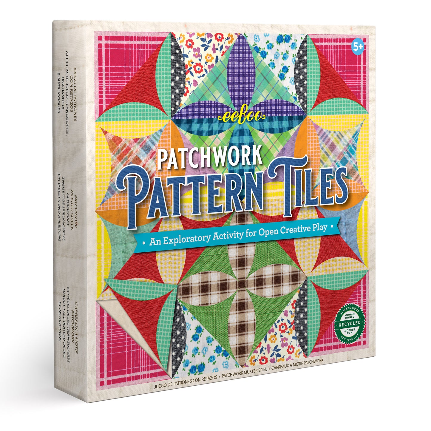 Patchwork Pattern Design Tiles eeBoo Unique Gifts for Kindergartner Kids 5+ Encourages Creative Play