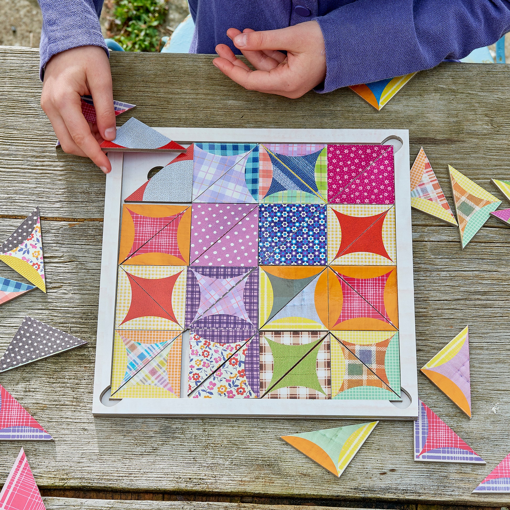 Patchwork Pattern Design Tiles eeBoo Unique Gifts for Kindergartner Kids 5+ Encourages Creative Play