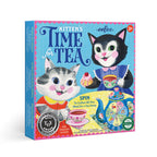 Kitten's Time for Tea toy packaging with watercolor illustrated cats and tea party elements.