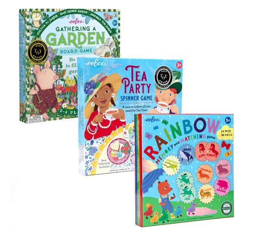 Three children's games with colorful packaging 