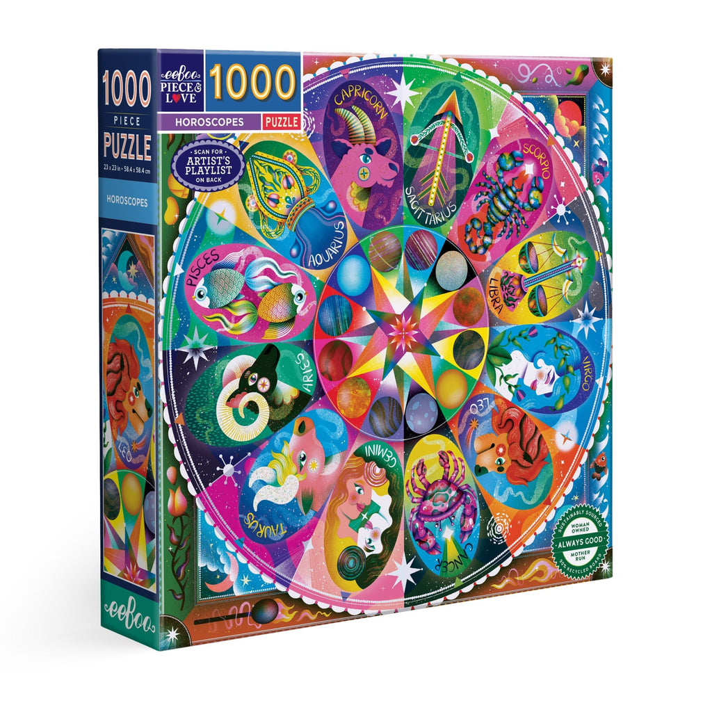 Colorful puzzle box with astrological design. Horoscopes 1000 Piece Puzzle