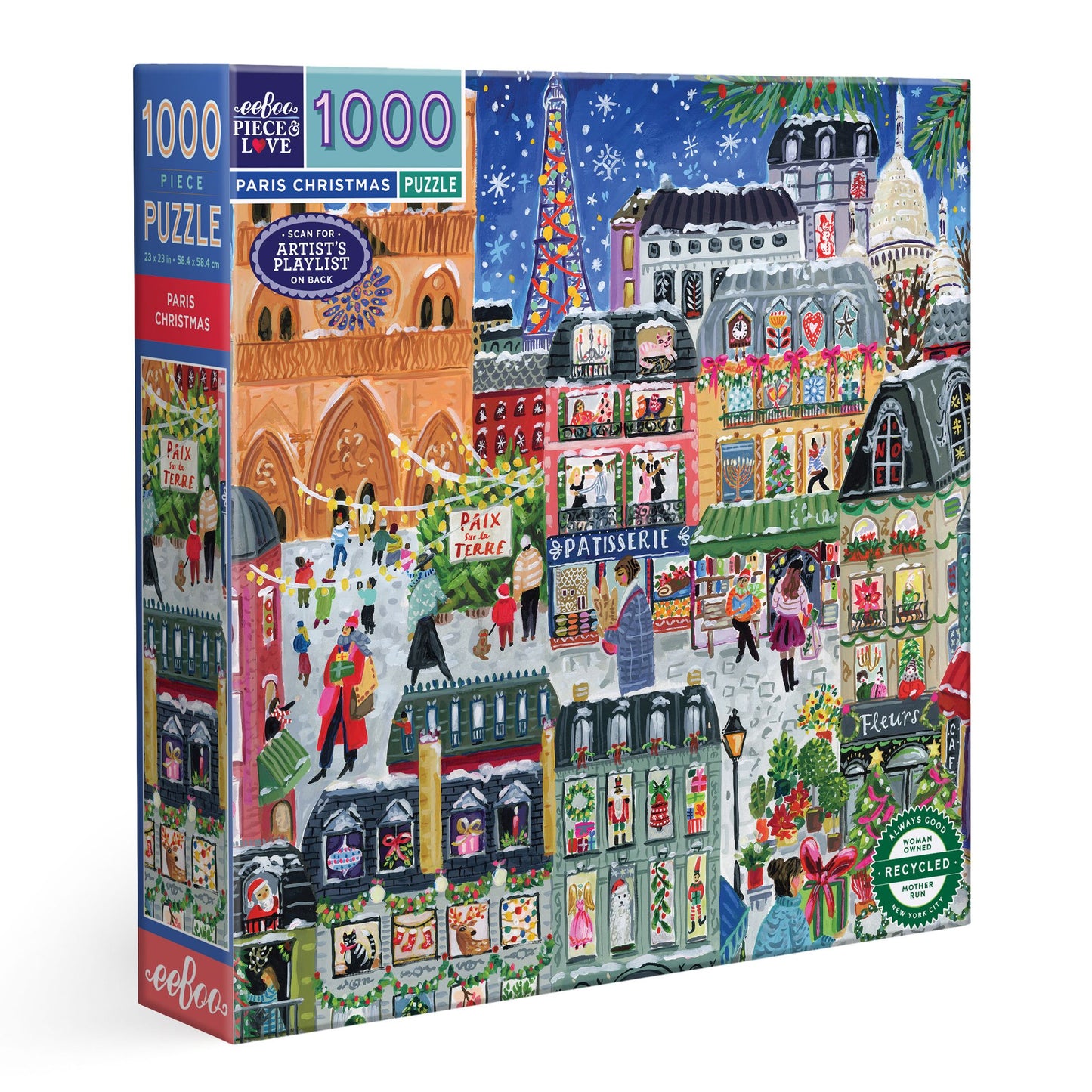 Paris Christmas 1000 Piece Puzzle by eeBoo | Unique Beautiful Gifts