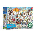 Puzzle box with winter scene design featuring animals and sleighs. Winter Sleigh Ride 20 Piece Puzzle by eeBoo | Unique Fun Gifts