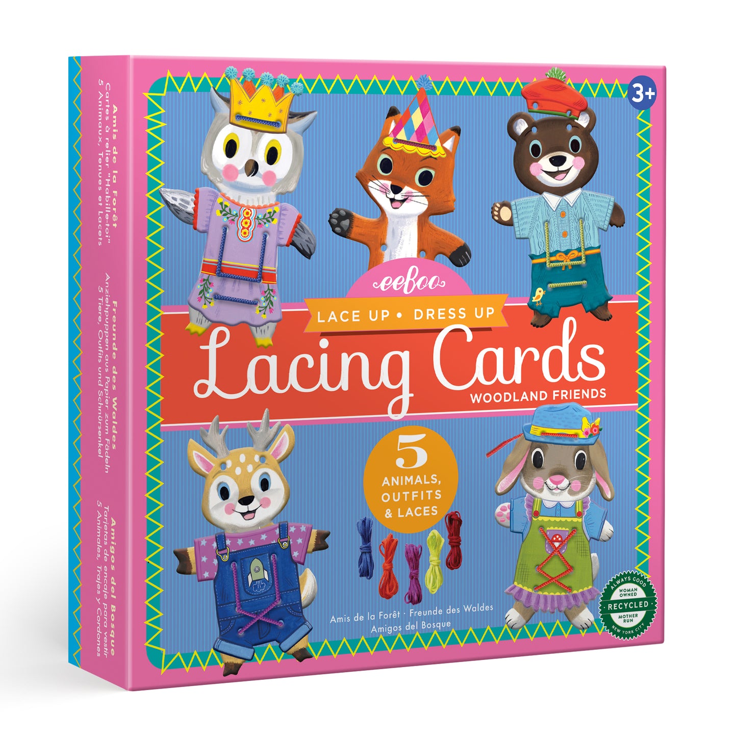 Woodland Friends Dress Up Lacing Card | Unique FunGifts for Kids Ages 3+ | Develops Hand Eye Coordination