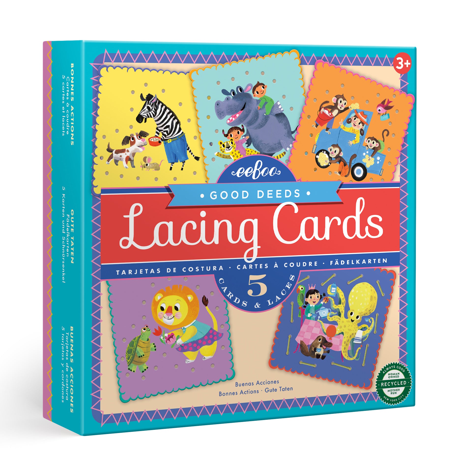 Good Deeds Lacing Cards for Ages 3+ by eeBoo | Builds hand eye coordination skills for Pre-school and Kindergarten kids
