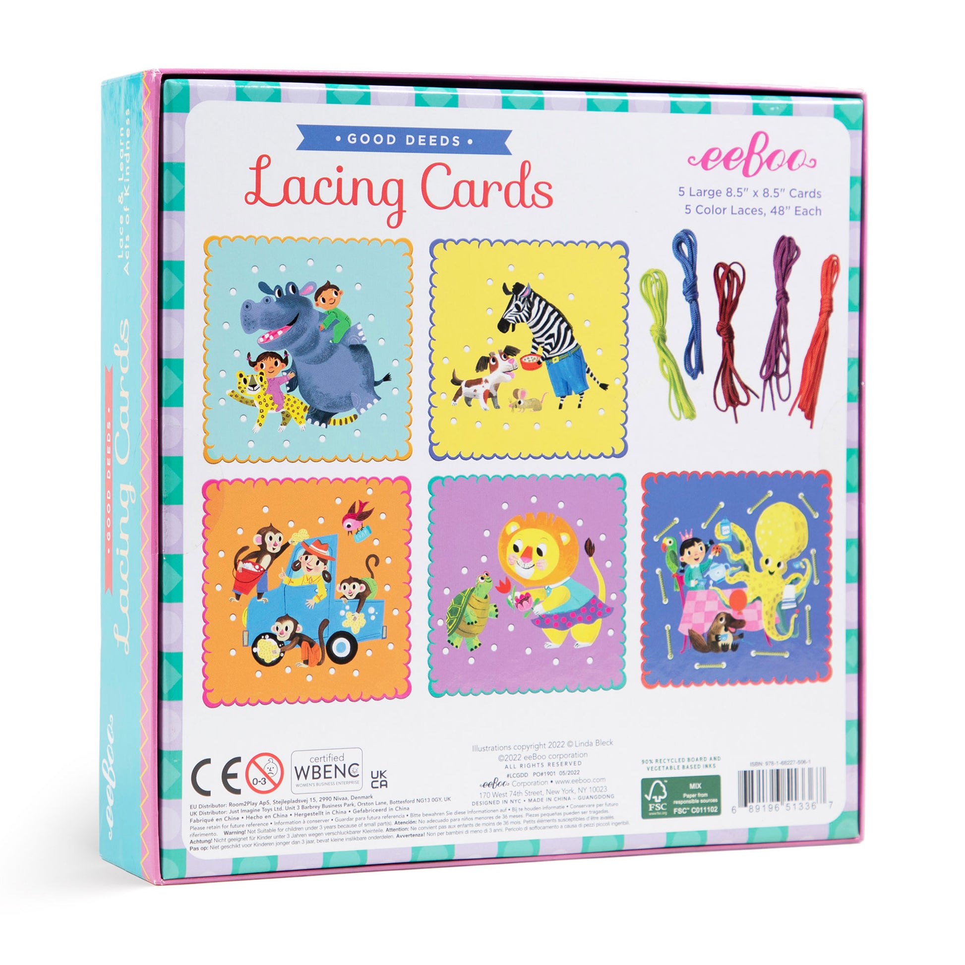 Good Deeds Lacing Cards for Ages 3+ by eeBoo | Builds hand eye coordination skills for Pre-school and Kindergarten kids