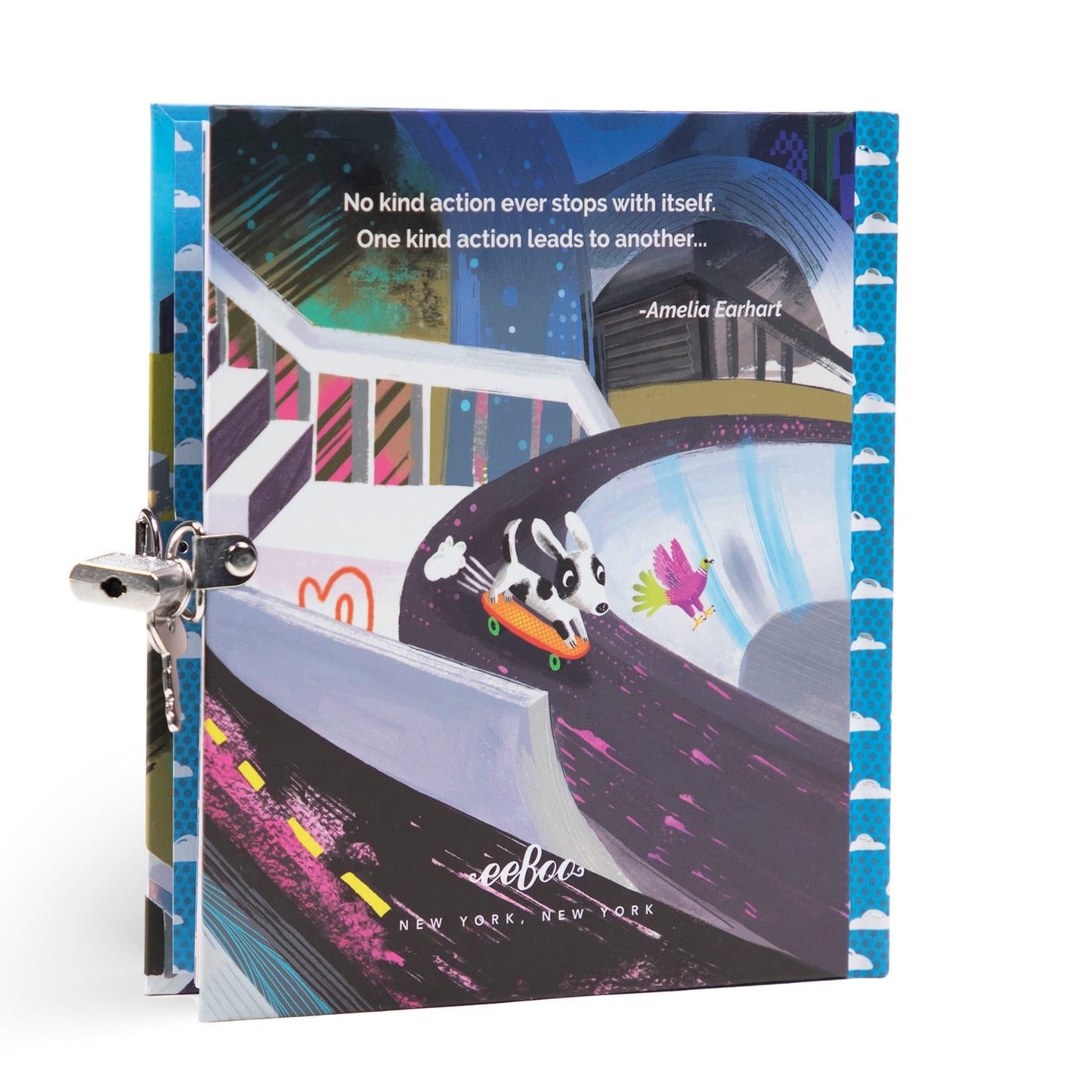 eeBoo's Female Skateboarders Journal Diary with dogs, pigeons and the city beyond. Great gift