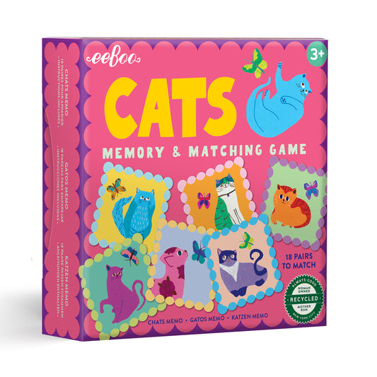Cats Little Square Memory Matching Game | Fun Unique Gifts for Kids 3+