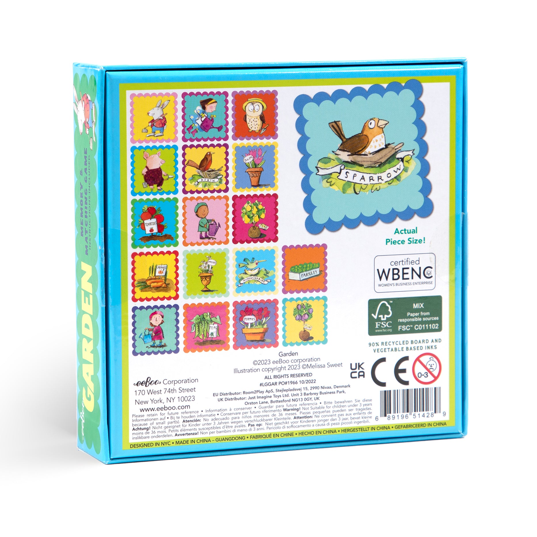 Garden Little Square Memory Matching Game | Unique Gift for Ages 3+ | Find Owls, Pigs, Vegetables, Bunnies, and More