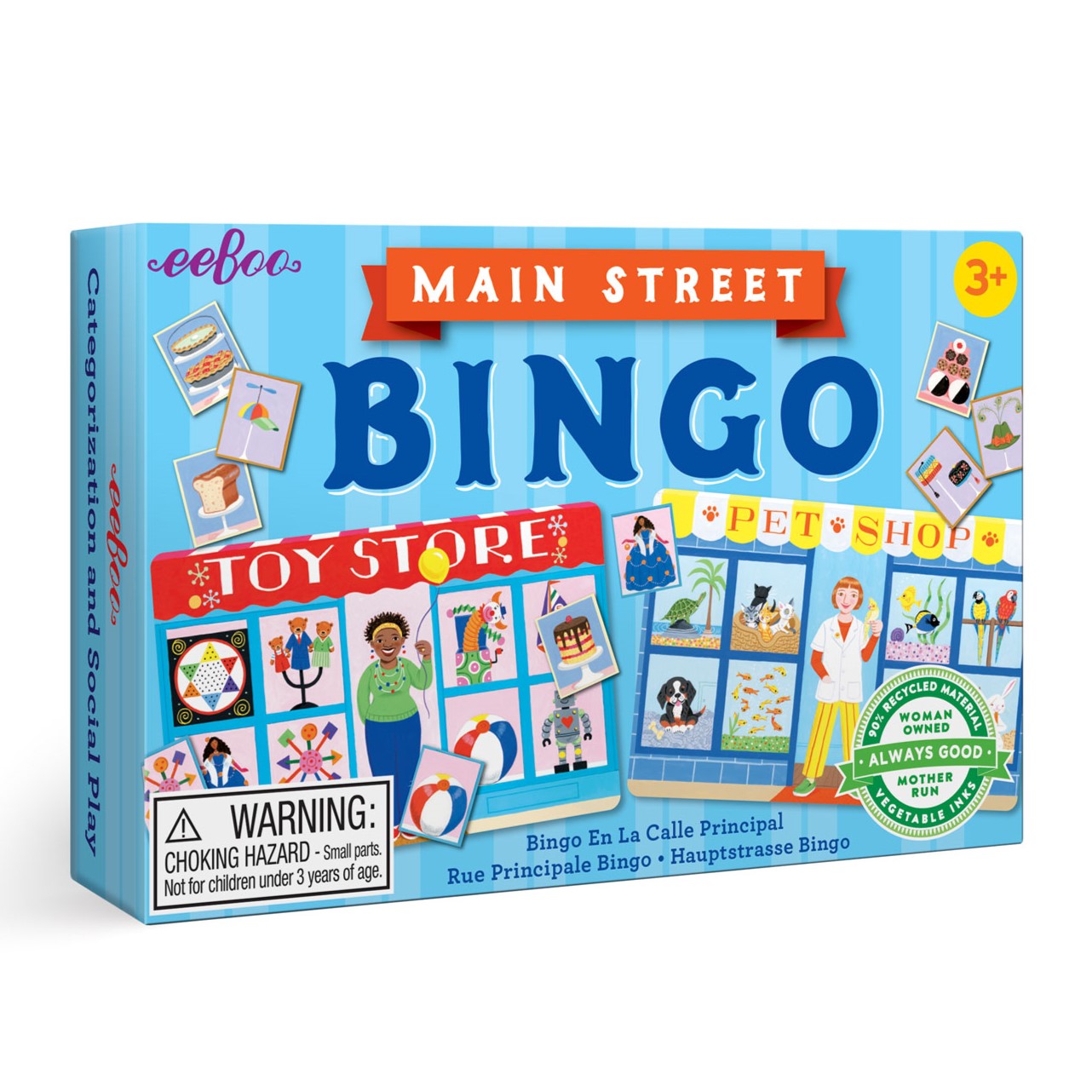 Main Street Storefront Little Bingo Game by eeBoo | Fun Quick Game for Kids Ages 3+