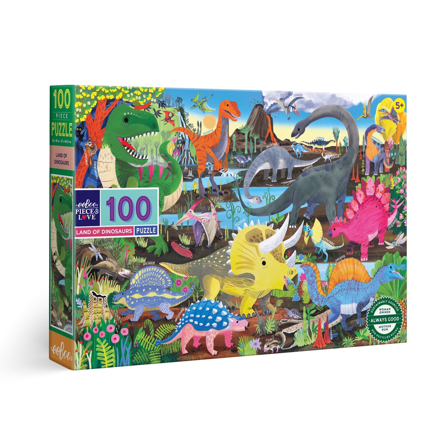 Land of Dinosaurs 100 Piece Puzzle eeBoo