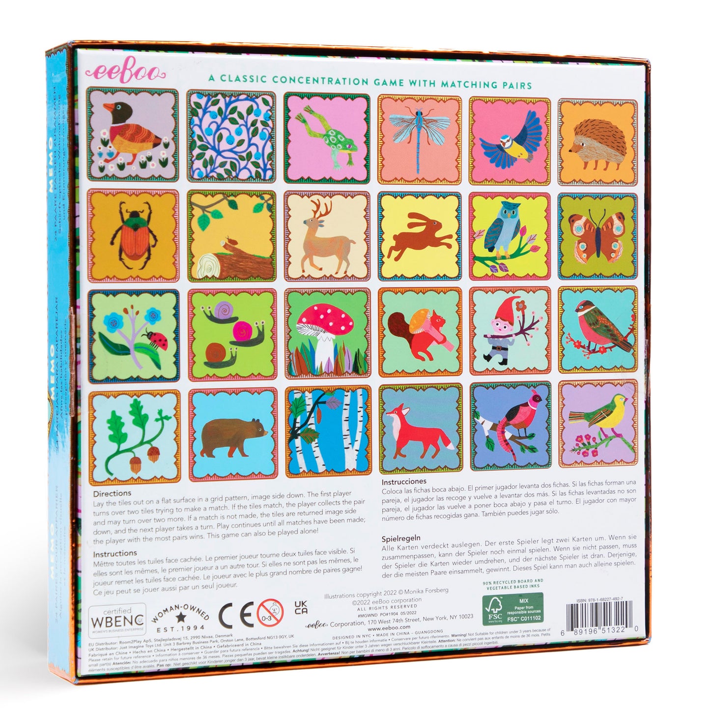 Woodland Animals Memory & Matching Game eeBoo Unique Gifts for Kids Ages 3+