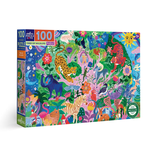 Tree of Wildlife 100 Piece Jigsaw Puzzle by eeBoo | Unique Fun Gifts