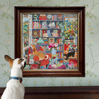 Illustrator Victoria Ball depicts a cozy, eclectic library full of patterns, plants, cats, & bric-a-brac.  1000 Piece Jigsaw Puzzle by eeBoo